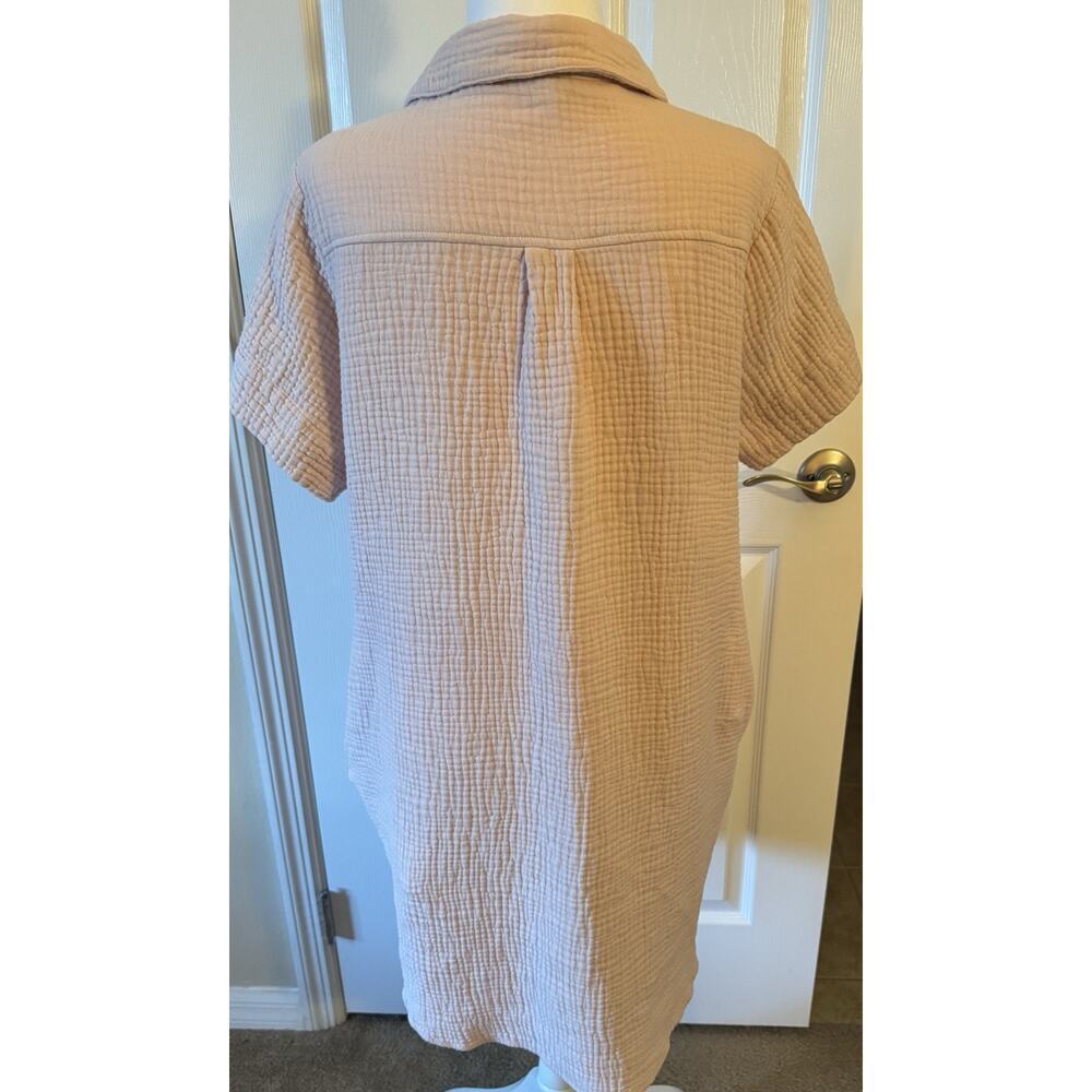 Three Dots Ladies' Double Gauze Pink 100% Cotton Dress Size M - Picture 3 of 9